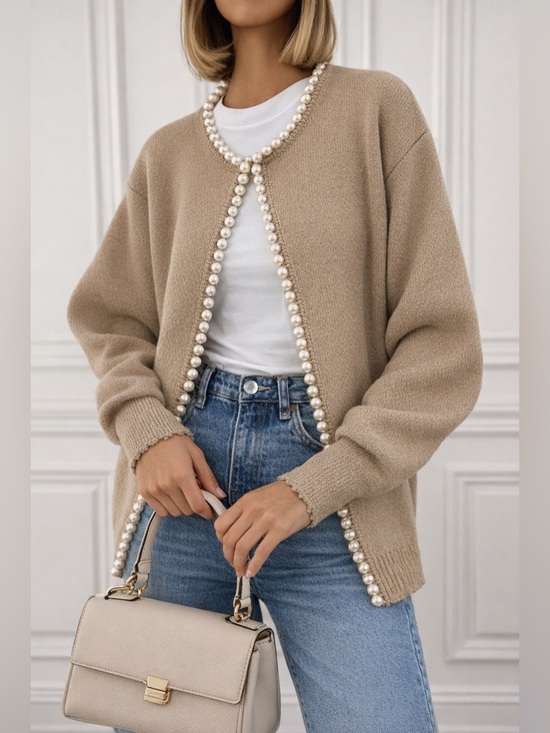 Sweaters - VITA GRACE PEARL TRIMMED SWEATER